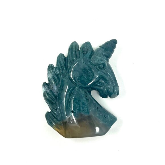 **SOLD*Green Moss Agate chalcedony unicorn carving natural healing crystal stone - Picture 2 of 9